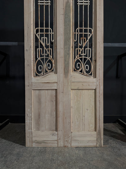 Antique Carved Iron French Doors - 44.5x99.75 - N334