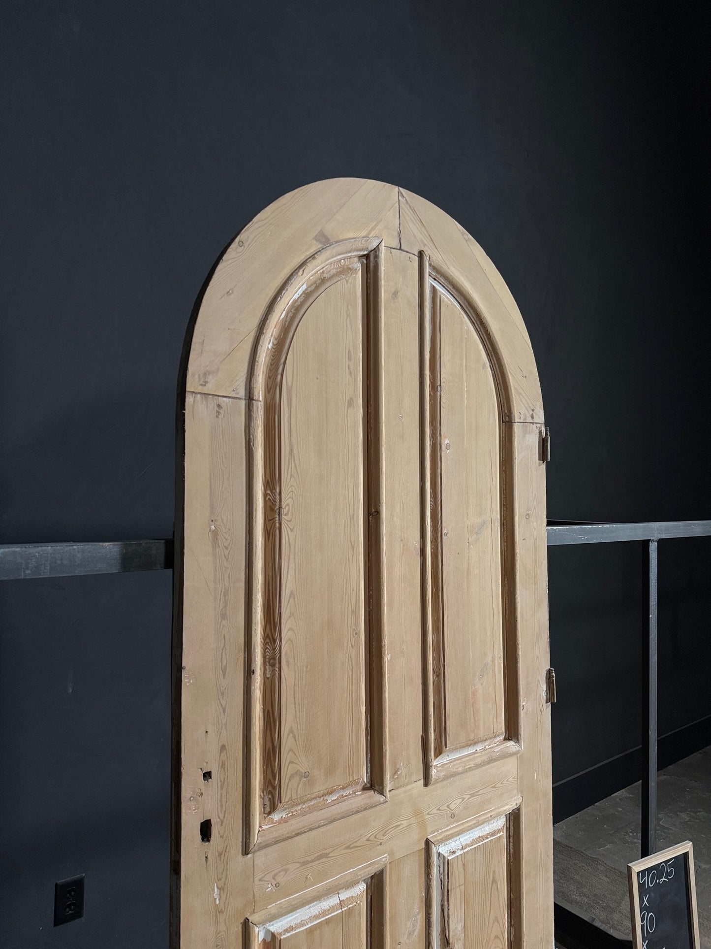 Antique 4 Panel Arched Solid Single Door - 40.25x90 - W150