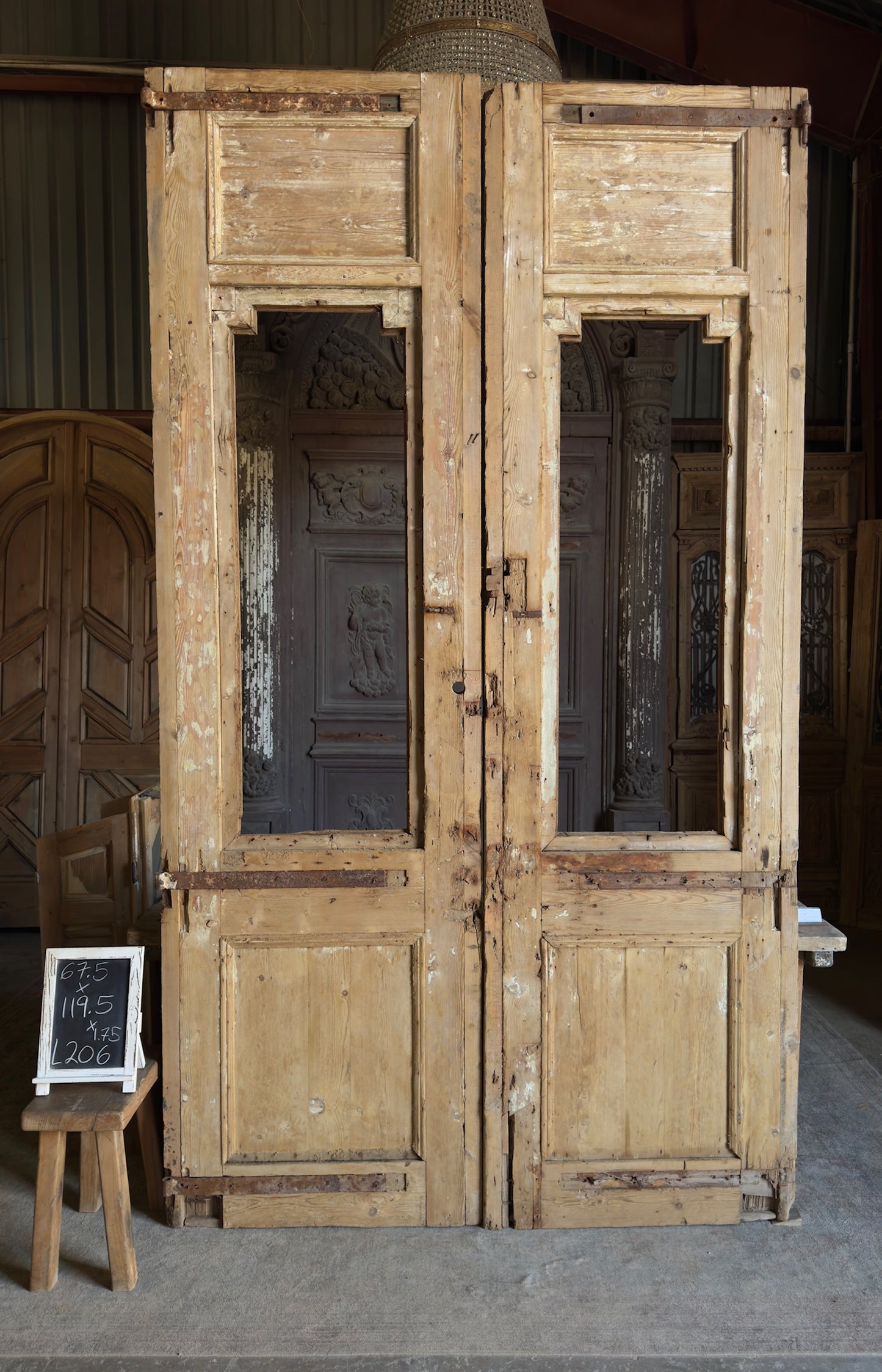 Grand Antique Glass French Doors - 67.5x119.5 - L206