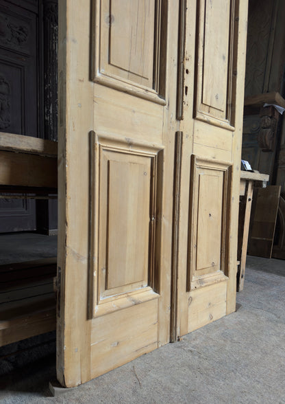 Raised Molding 2 Panel Antique Solid French Doors - 42.25x98.5 K343
