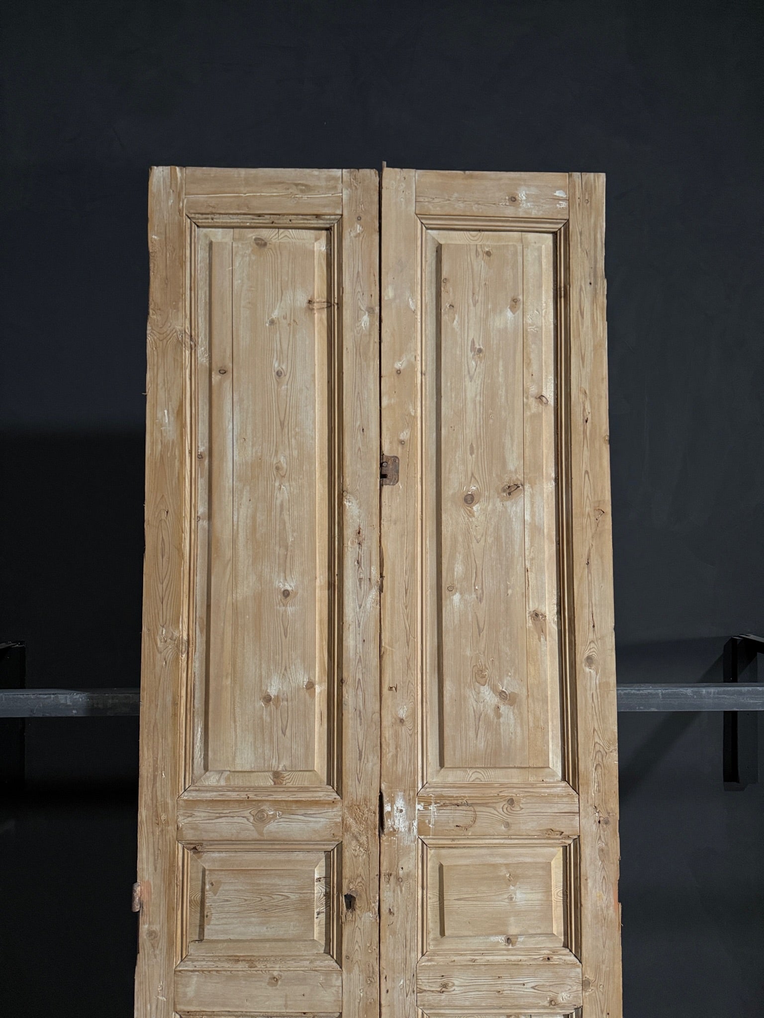 Antique Carved 3 Panel Double Doors - 39.25x105 - N122