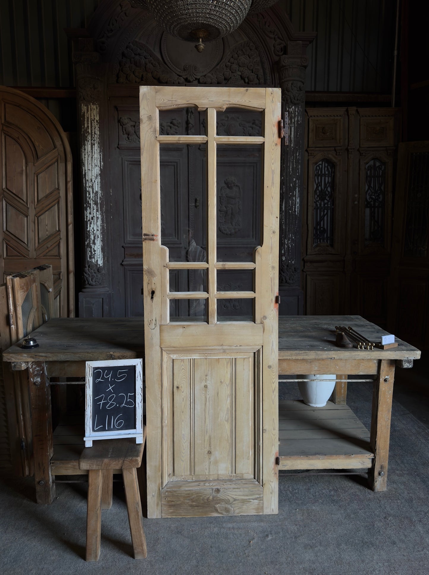 European Antique Glass Single Door - 24.5x78.25 - L116