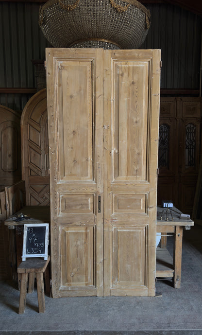 3 Panel Antique Solid French Doors - 43x97 - L354