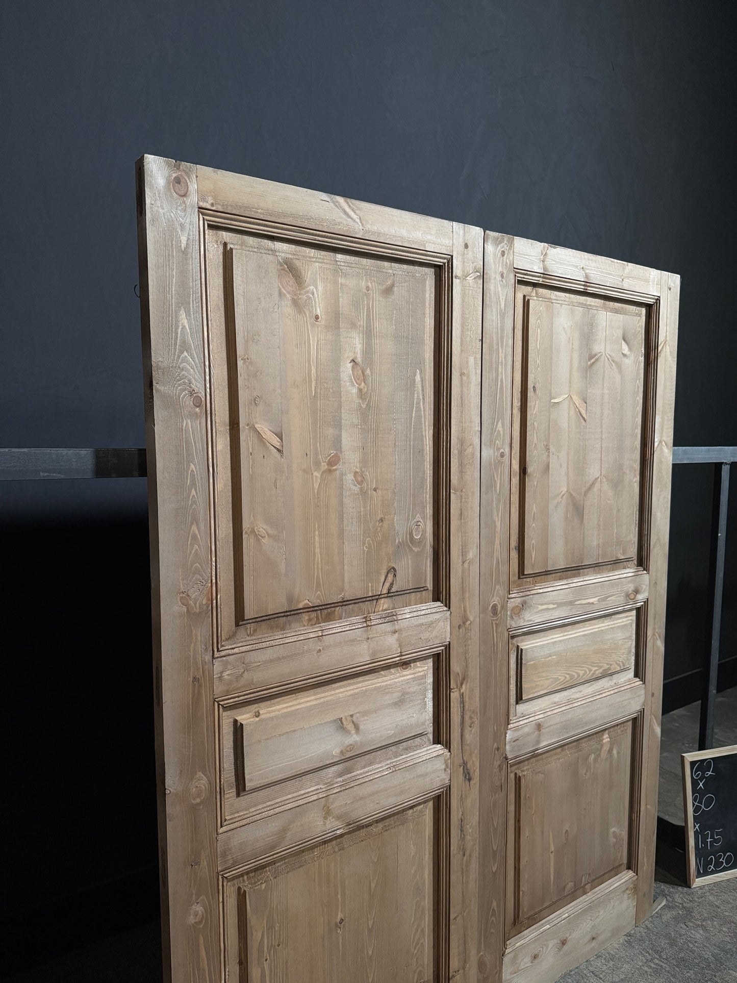 Handcrafted 3 Panel Solid French Doors - 62x80 - N230