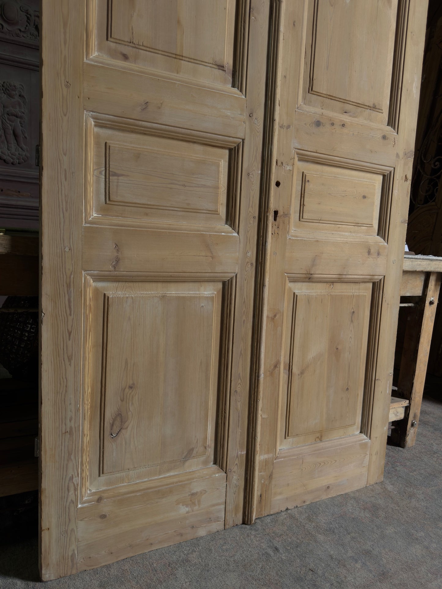 3 Panel Antique Solid French Doors - 44.25x101.25 J409