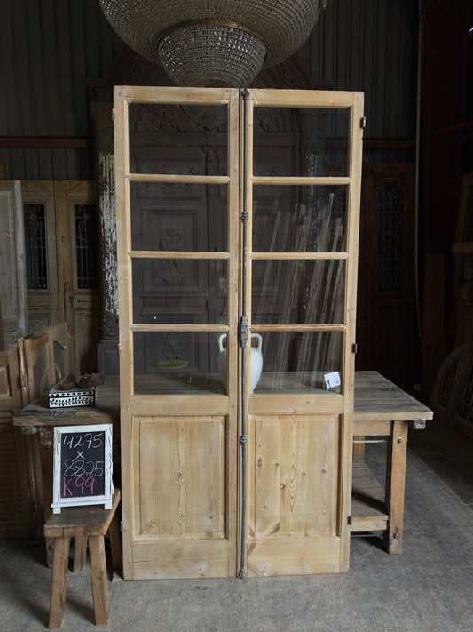 8 Lite European Antique Glass French Doors - 42.75x88.25 K99