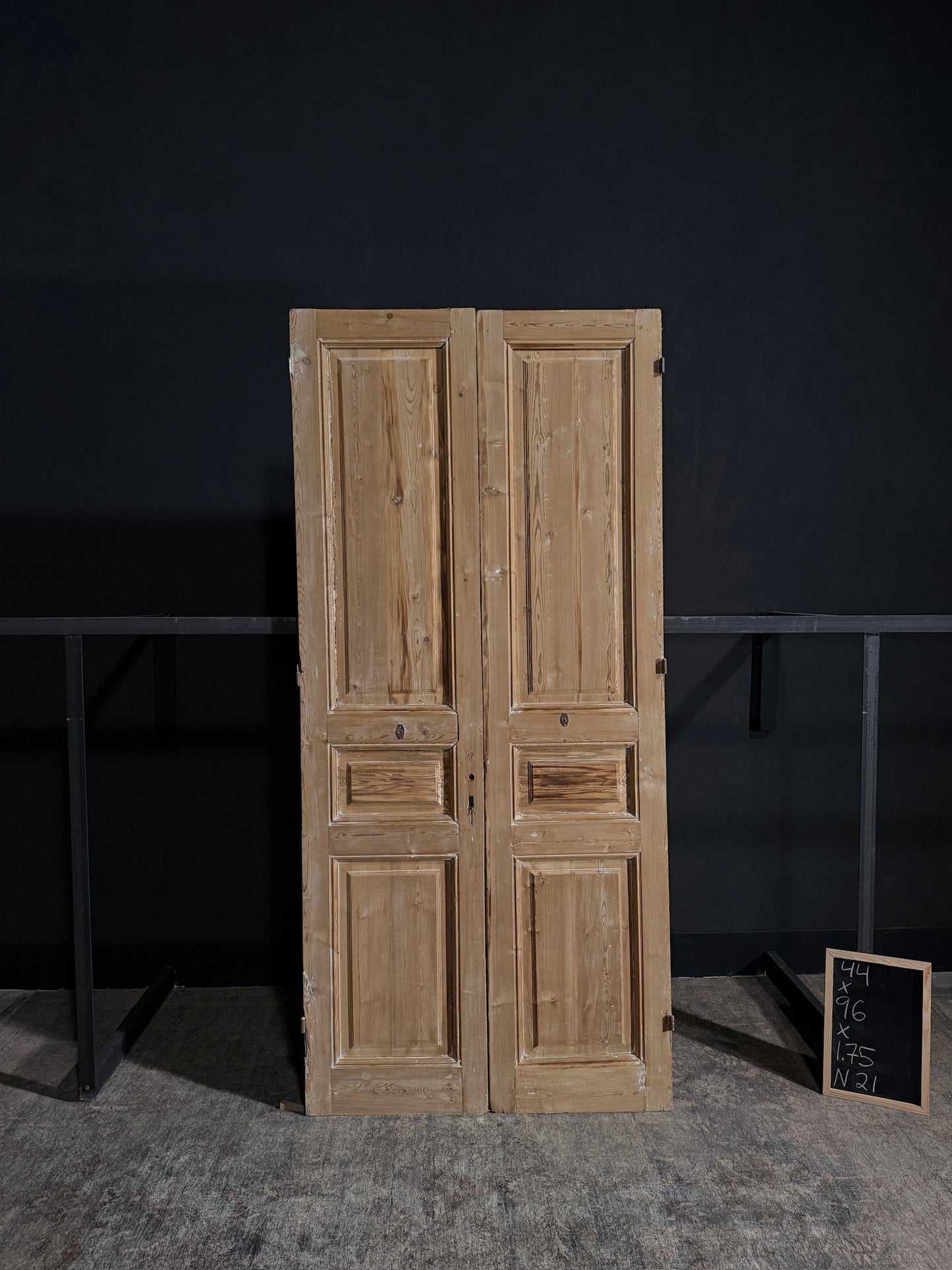 Antique Iron 3 Panel Double Doors - 44x96 - N21