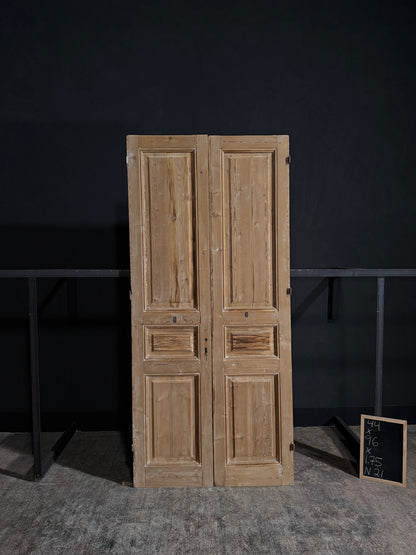 Antique Iron 3 Panel Double Doors - 44x96 - N21