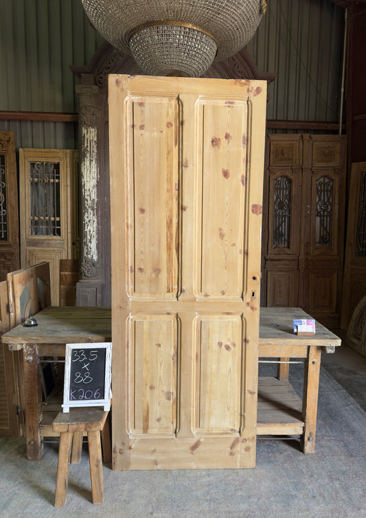 4 Panel Single Solid Antique Door - 33.5x88 K206