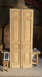 Grand Raised Molding Antique Solid French Doors - 44.5x114 - L364