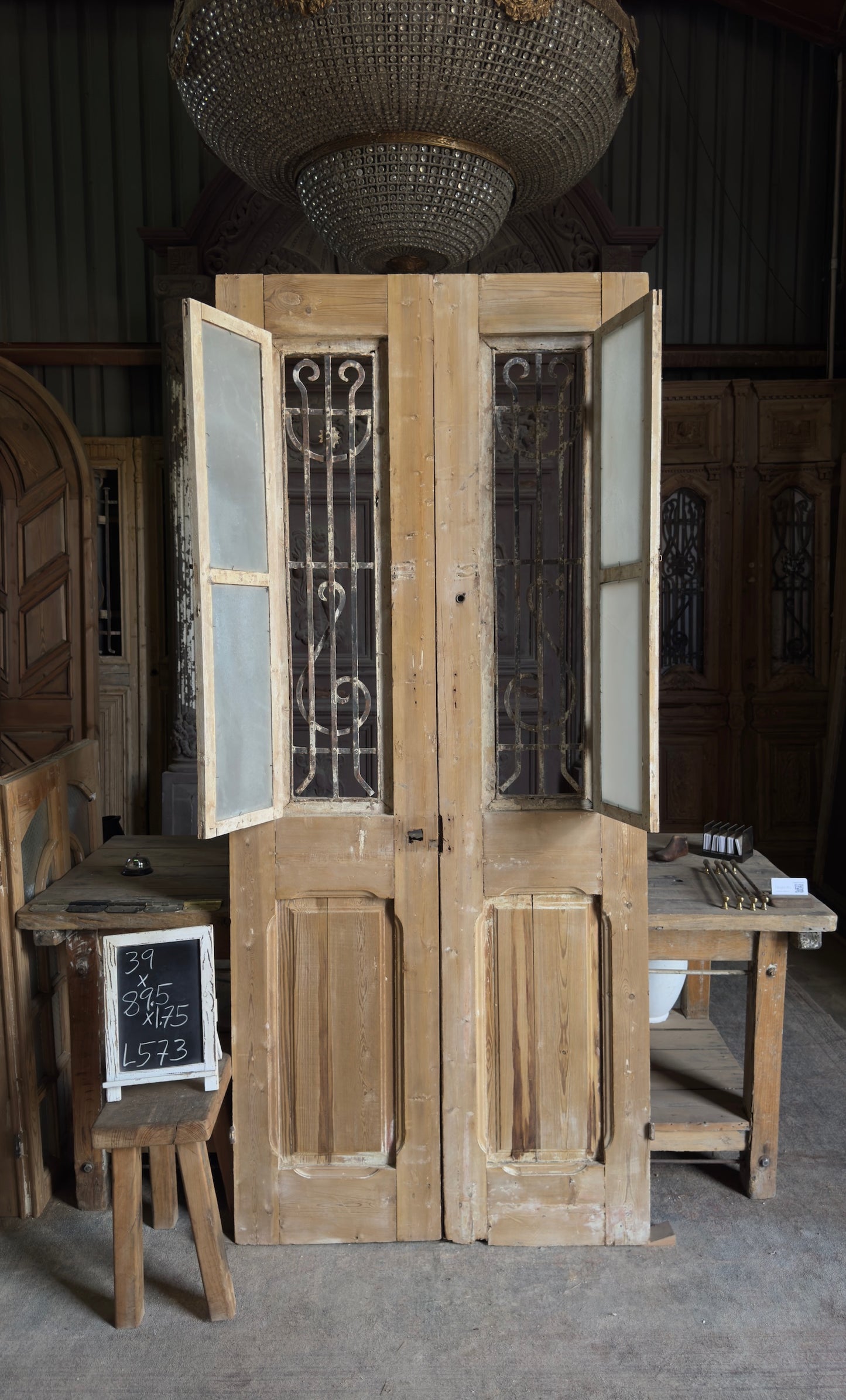 Antique Iron French Doors - 39x89.5 - L573