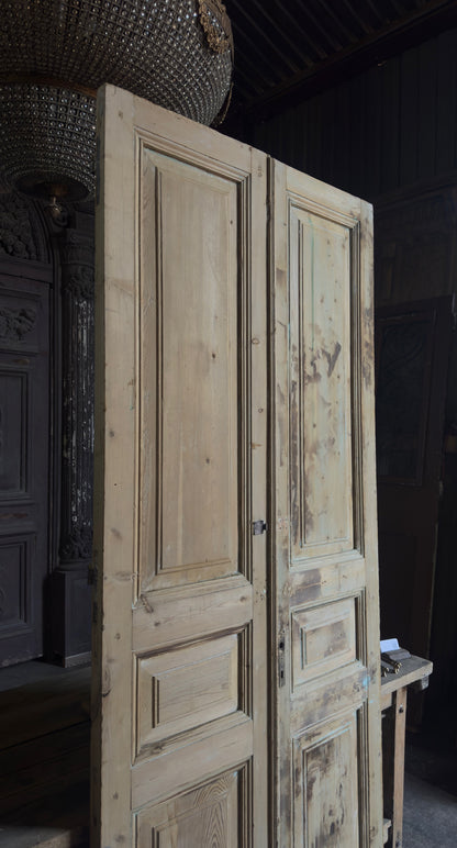 3 Panel Antique Solid French Doors - 40.75x96 - L326