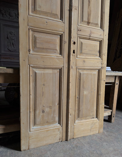 3 Panel Antique Solid French Doors - 40.25x101 J425
