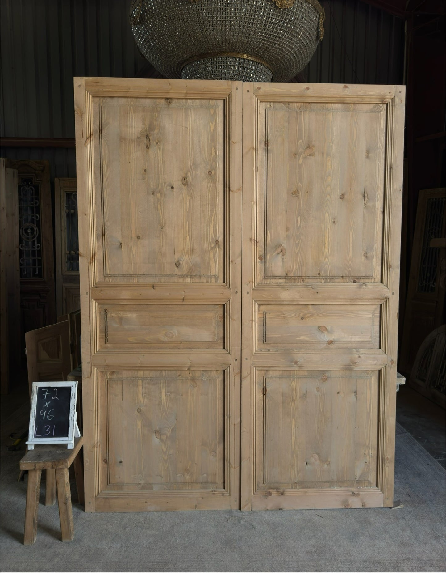 Handcrafted 3 Panel Solid French Doors - 72x96 L31