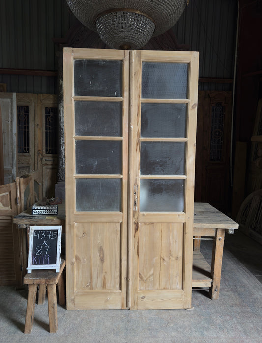 8 Lite European Antique Glass French Doors - 43.75x87 K119