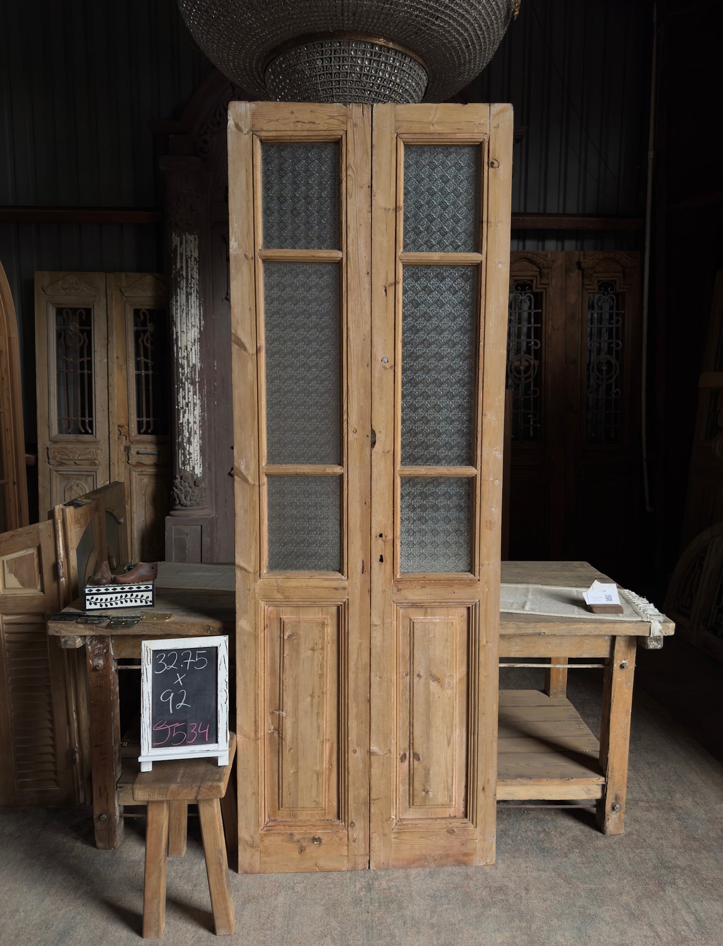 3 Lite Antique French Glass Doors - 32.75x92 J534