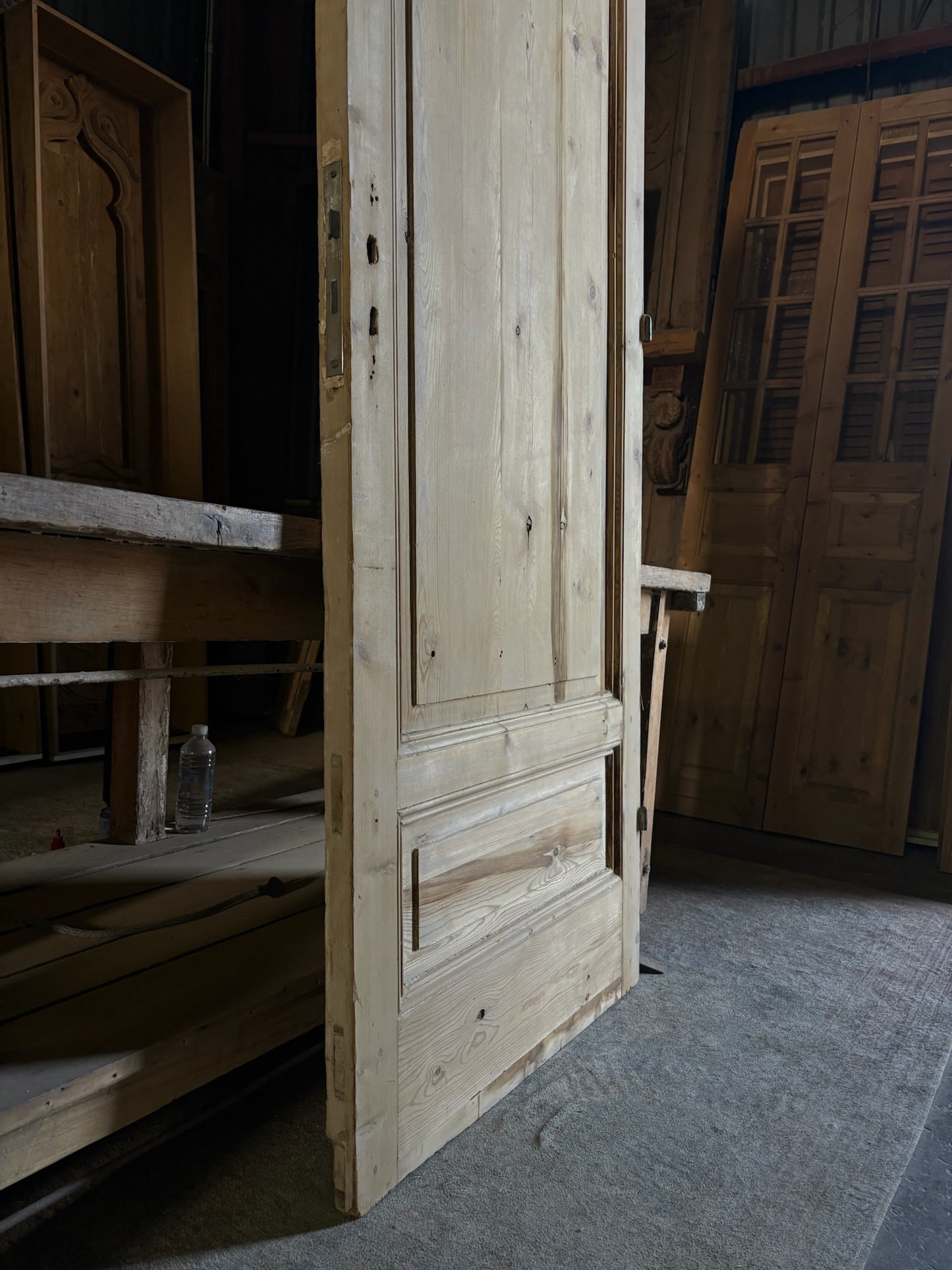 19th Century European Antique Glass Single Door - 32x87 - L56