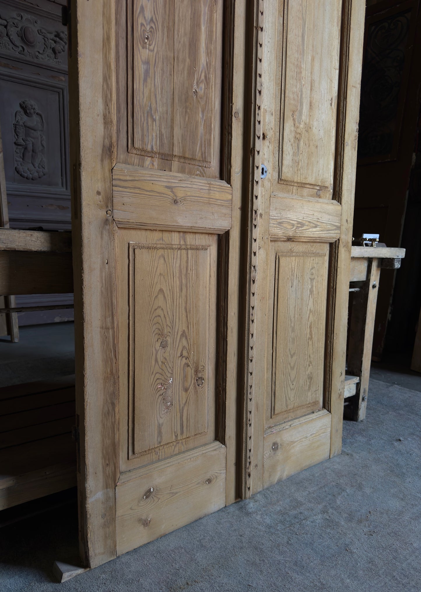 3 Panel Antique Solid French Doors - 40x88.5 - L344