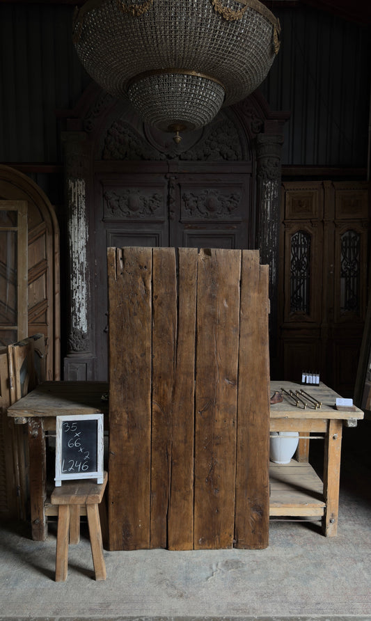 Primitive Oak Plank Antique Single Door - 35x66 - L246