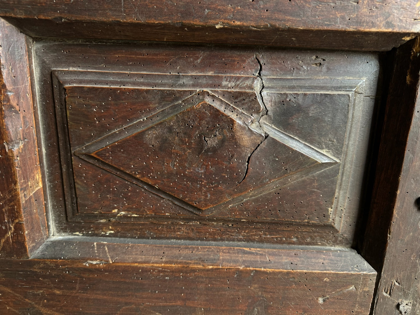 Spanish Diamond Panel Antique Single Door - 36x74.5 - L244