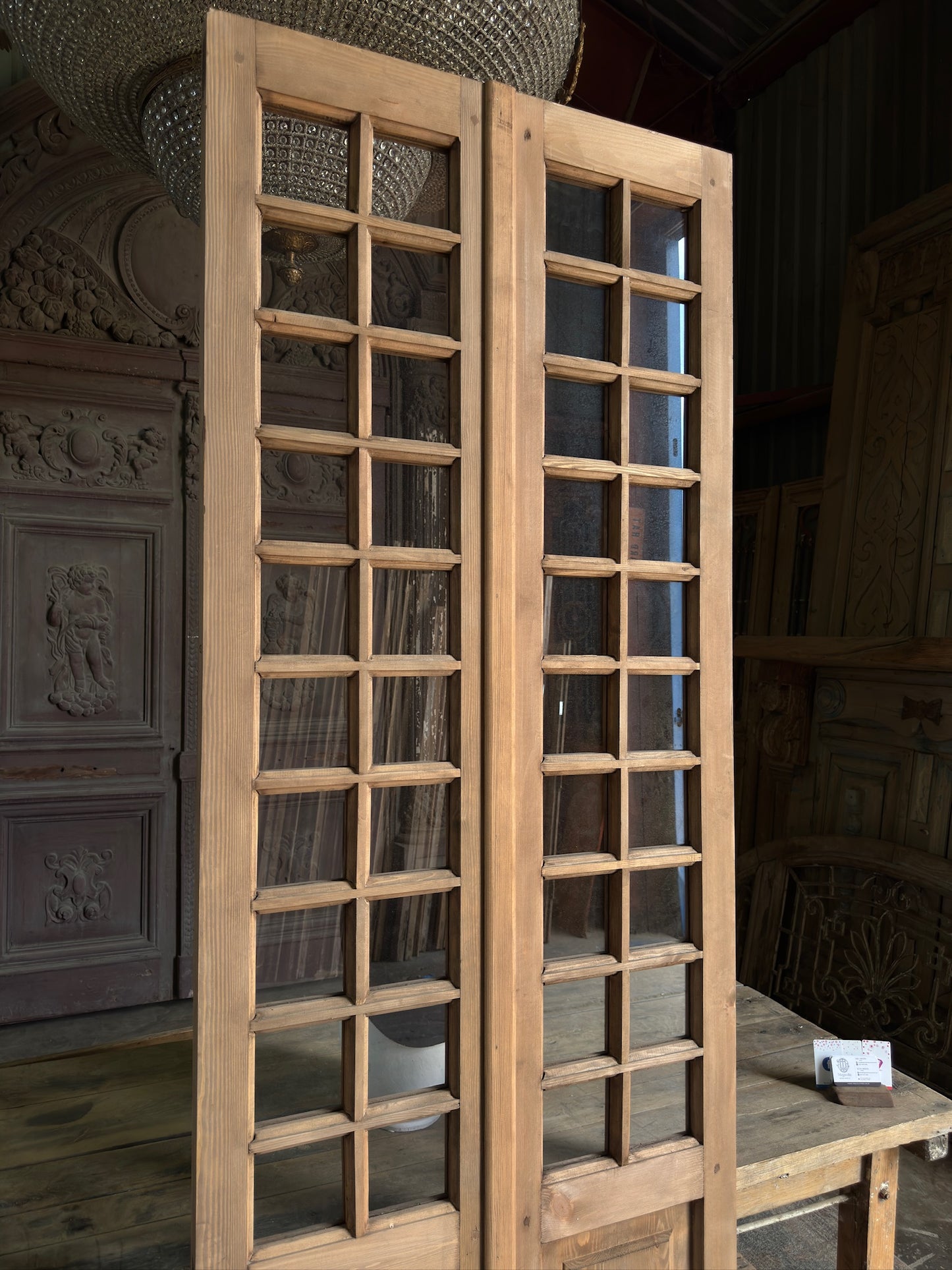 Handcrafted 20 Light Glass French Doors - 32x96 K2