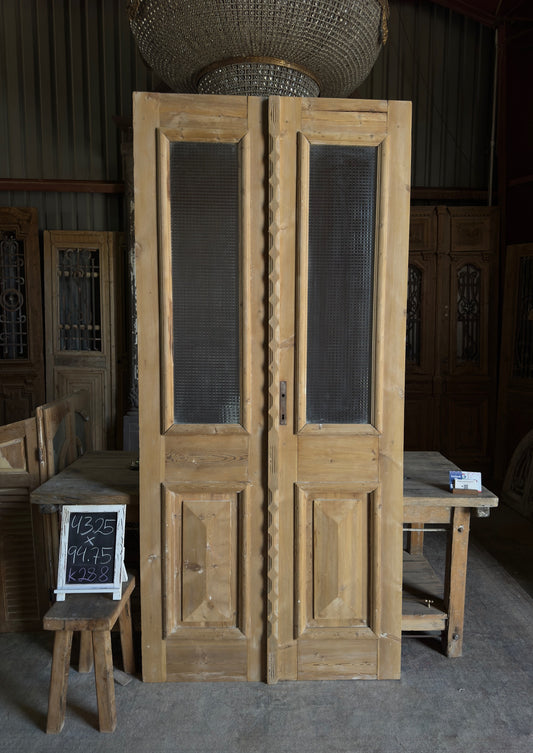 Diamond Panel Glass Antique French Doors - 43.25x94.75 K288