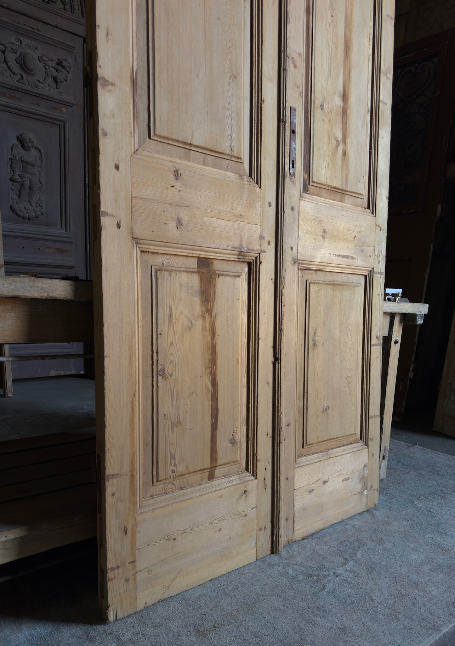 2 Panel Antique Solid French Doors - 44x93.5 - L343
