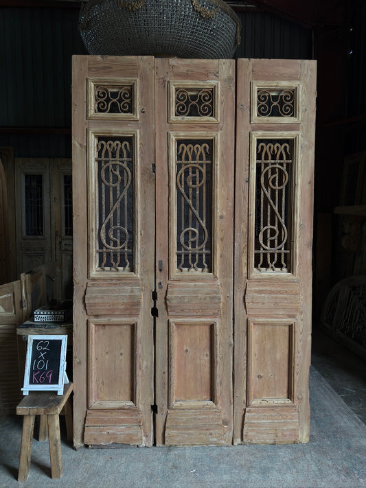 Antique Bi-Fold French Iron Doors - 62x101 K69