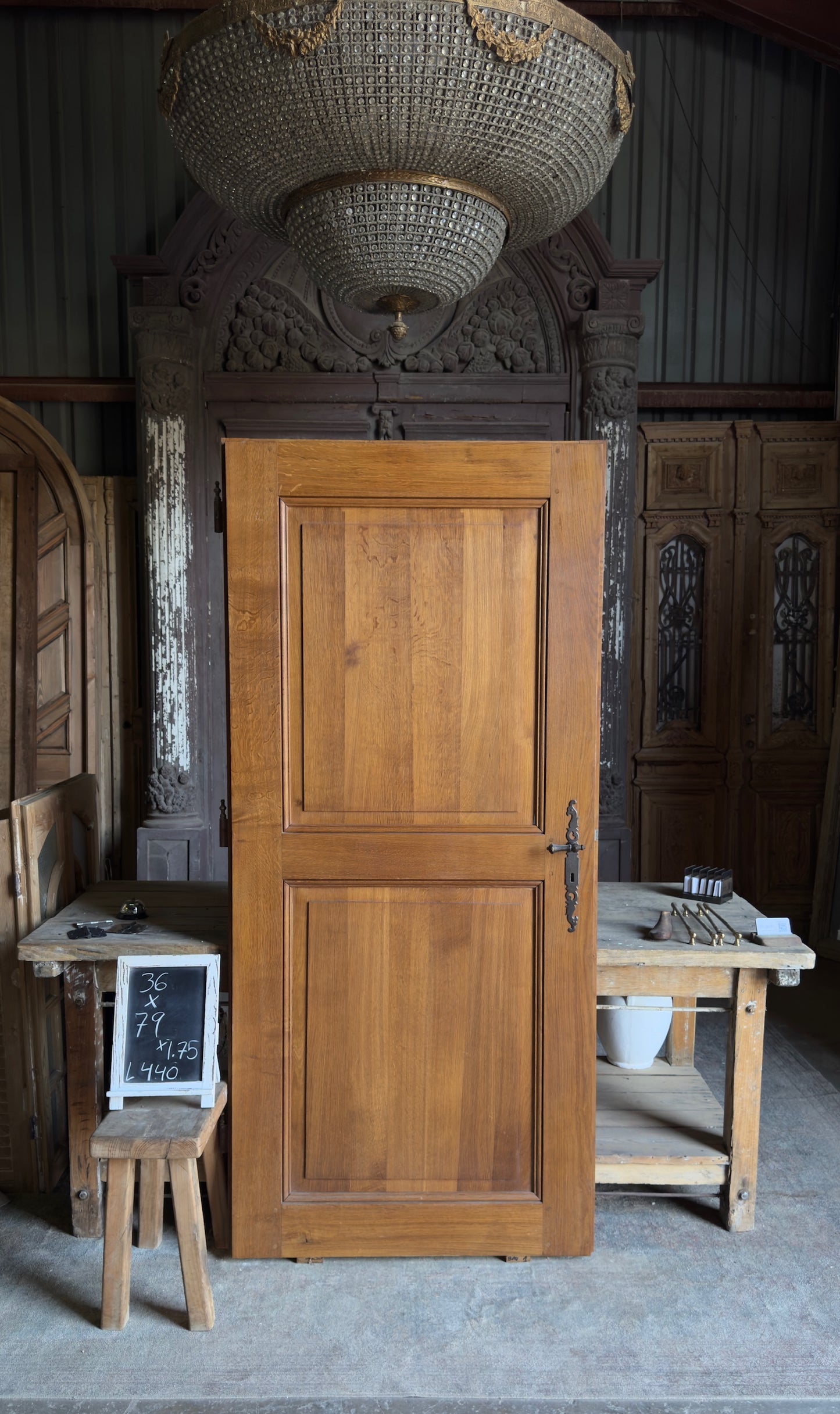Antique French Solid Single Door - 36x79 - L440