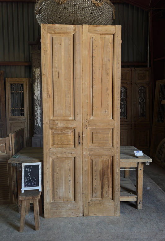 3 Panel Antique Solid French Doors - 41x101.5 K392