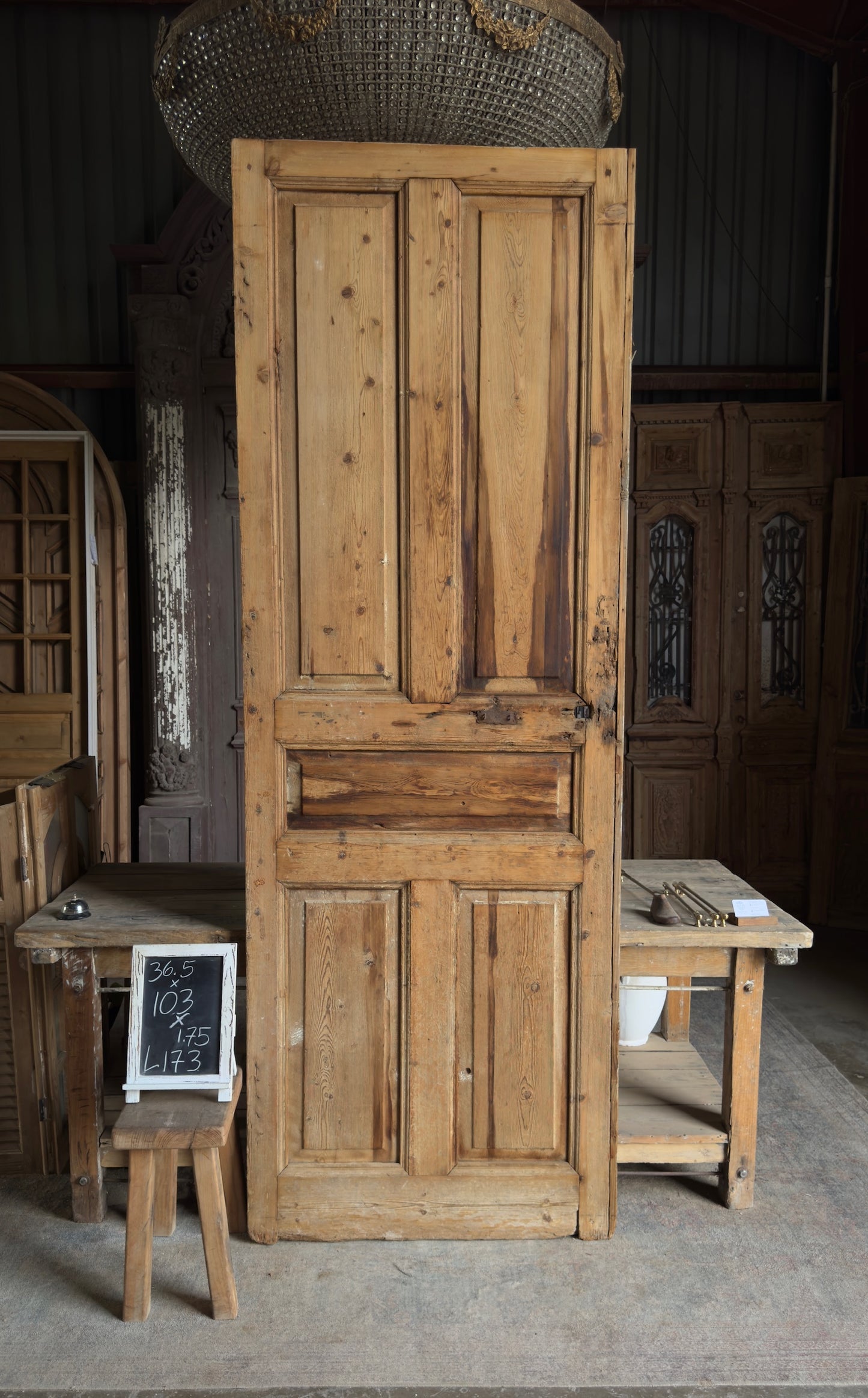 5 Panel Single Solid Antique Door - 36.5x103 - L173