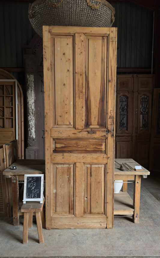 5 Panel Single Solid Antique Door - 36.5x103 - L173
