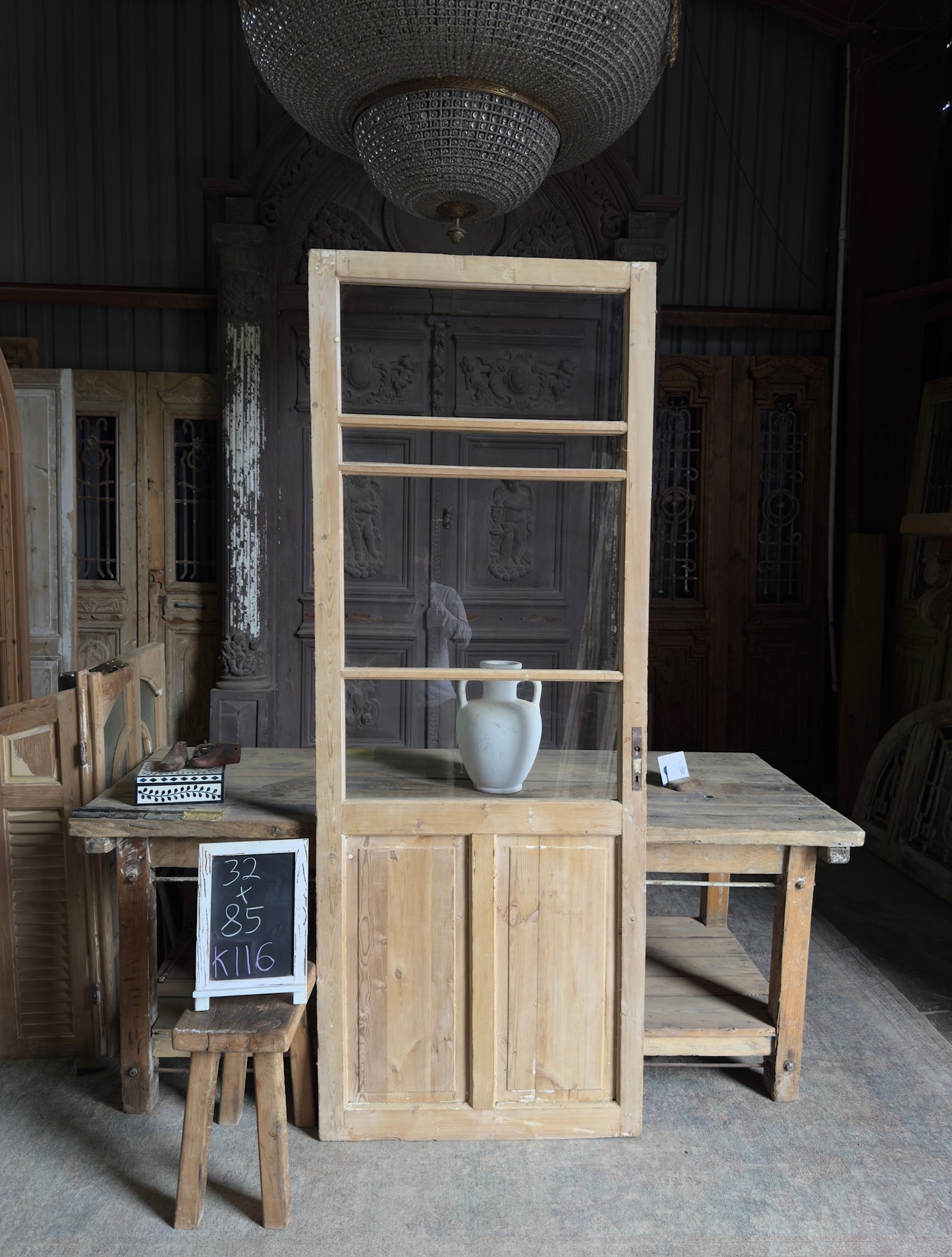 19th Century Antique Glass Door - 32x85 K116