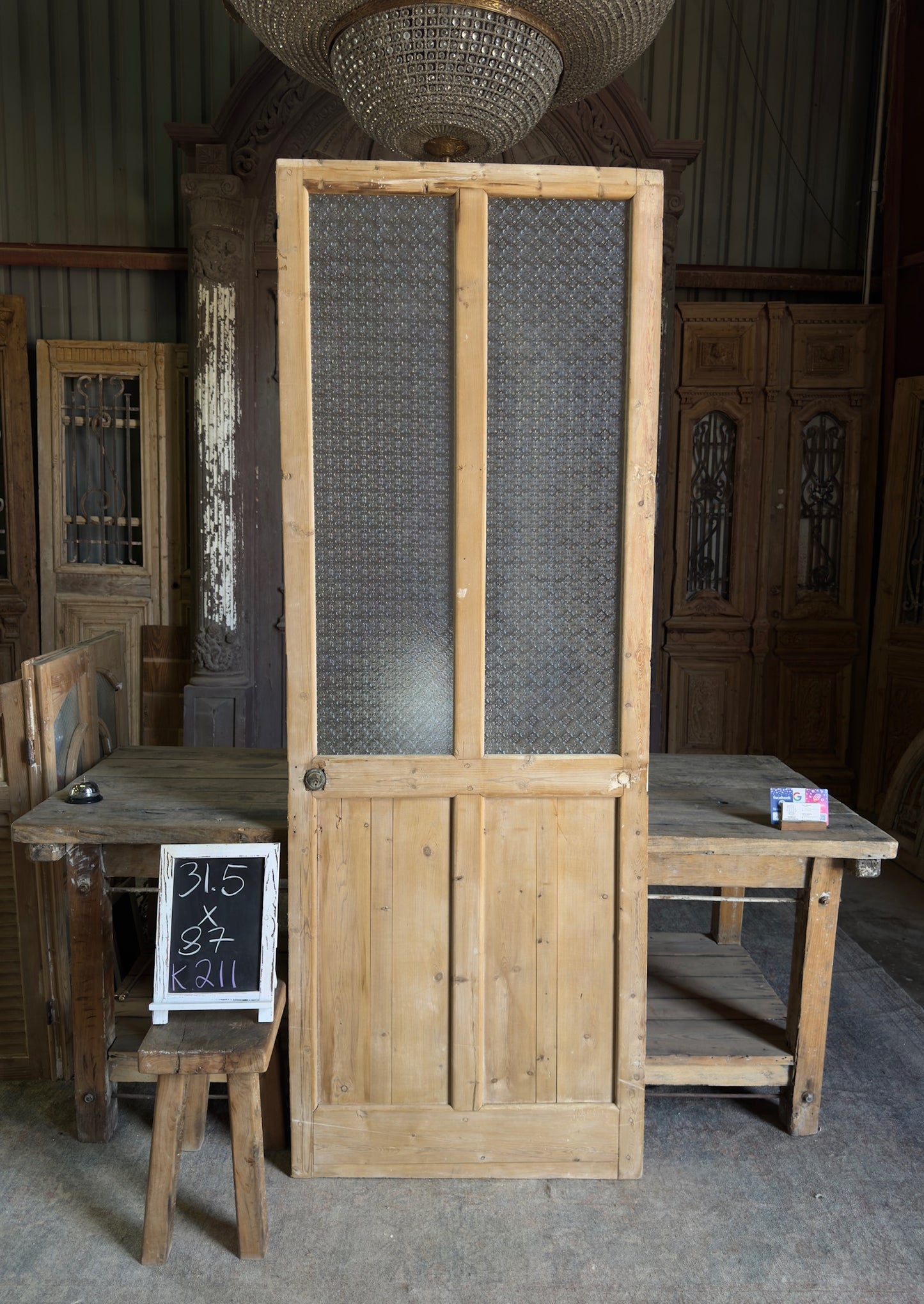 2 Lite Antique Open Glass Single Door - 31.5x87 K211