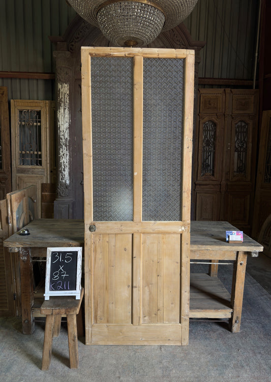 2 Lite Antique Open Glass Single Door - 31.5x87 K211