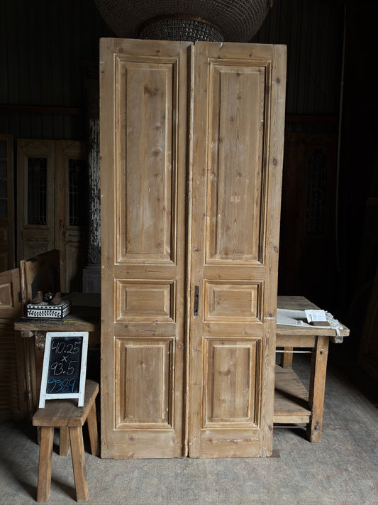 3 Panel Antique Solid French Doors - 40.25x93.5 J389