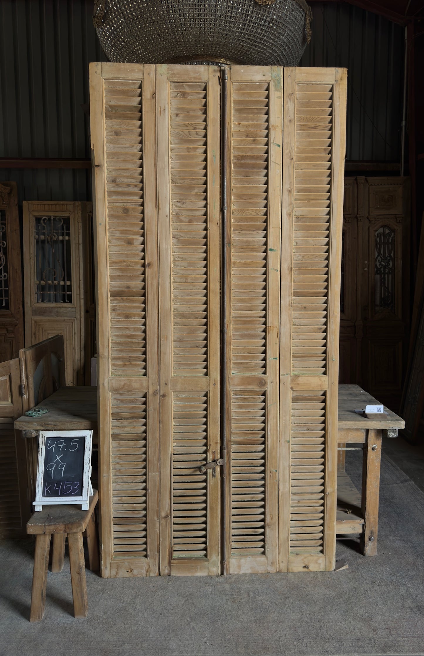 European French Antique Louvered Shutters - 47.5x99 K453