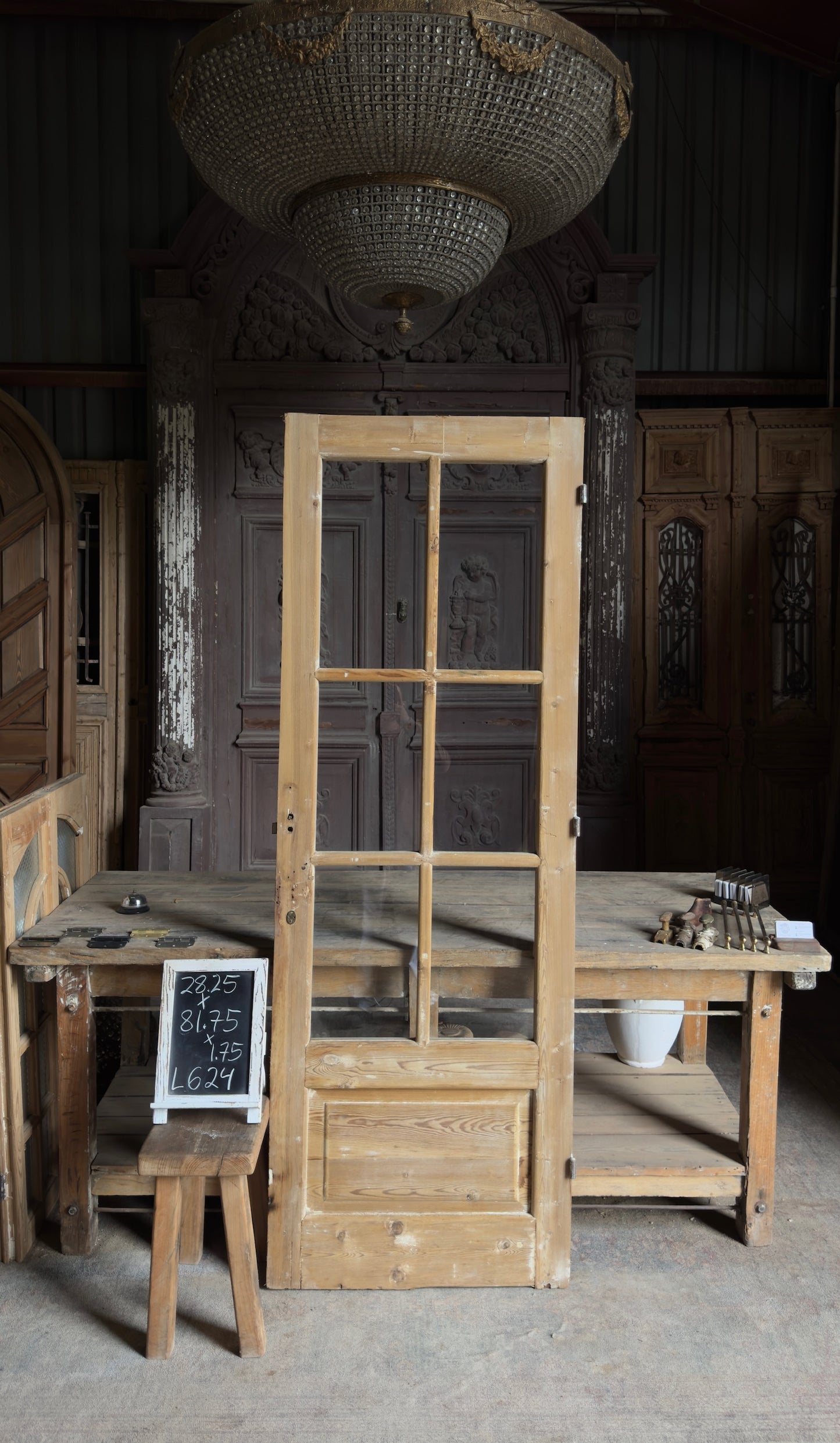 Antique Glass 6 Lite Door - 81.75x28.25 - L624