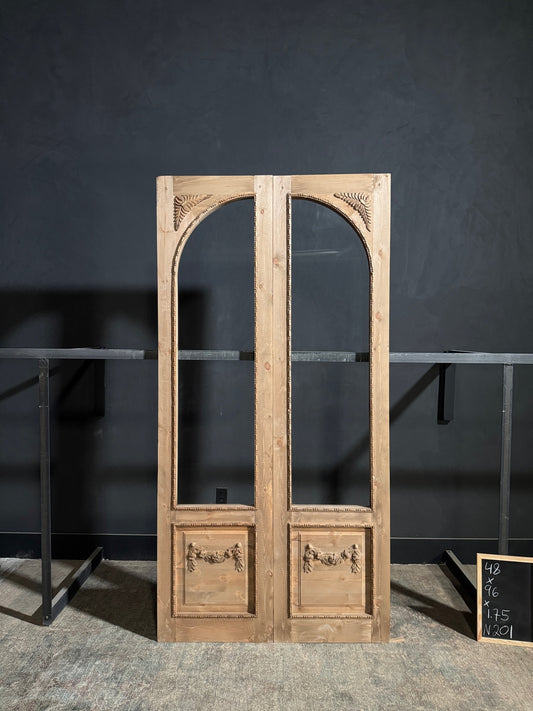 (Valencia) Handcrafted Arched Open Glass French Doors - 48x96 - N201