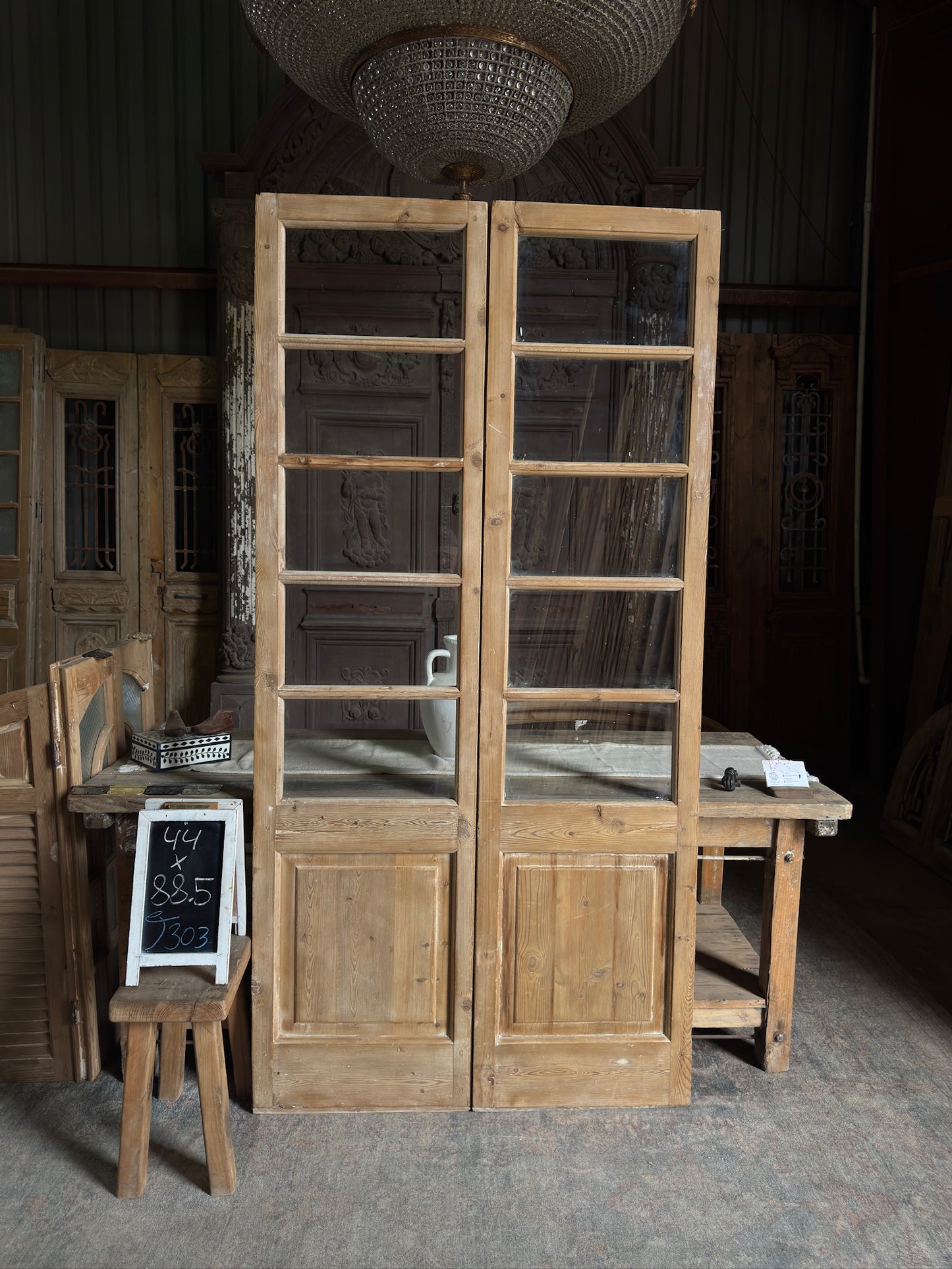 10 Lite European Antique Glass French Doors - 44x88.5 J303