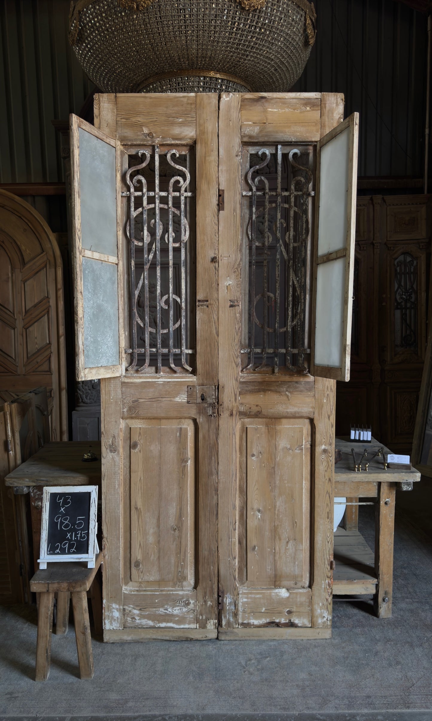 19th Century Antique Iron French Doors - 43x98.5 - L292