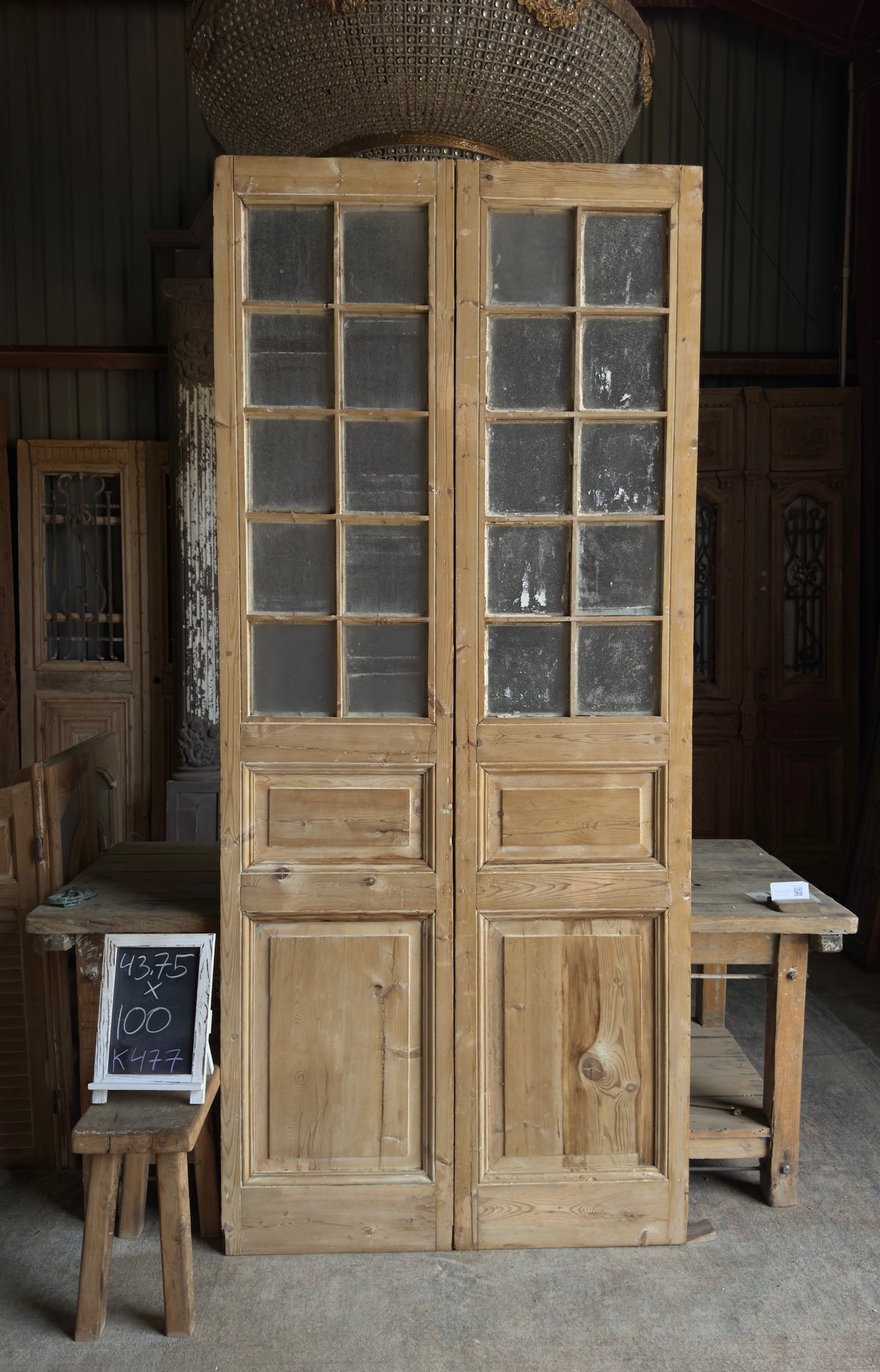 20 Lite Antique Glass French Doors - 43.75x100 K477