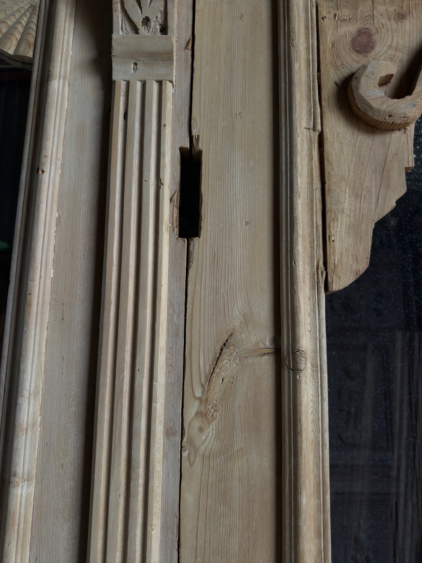 Carved Scene Antique Bi-Fold Glass Doors - 108.5x105.5 K238