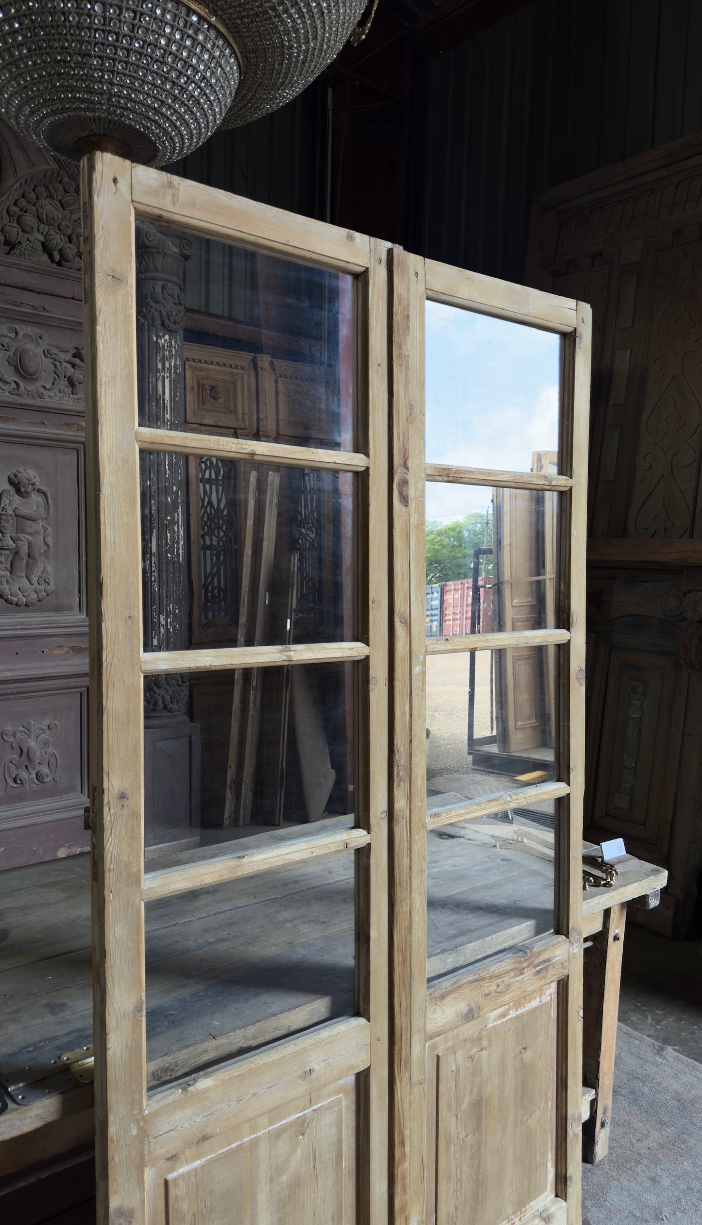 Antique Glass 8 Lite French Doors - 43.75x84 - L556