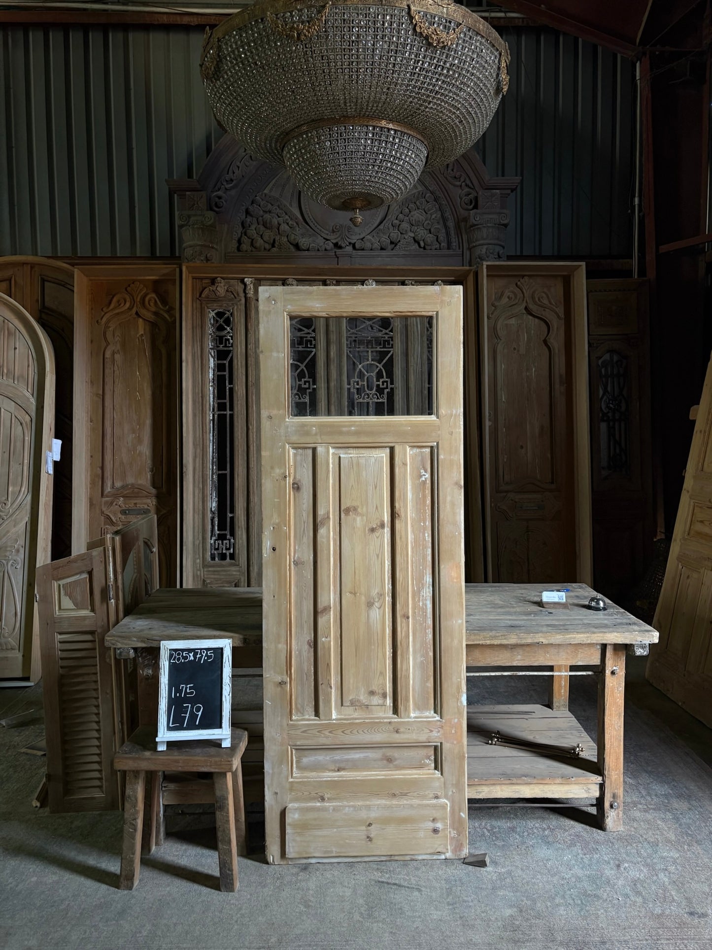 19th Century European Antique Glass Single Door - 28.5x79.5 - L79