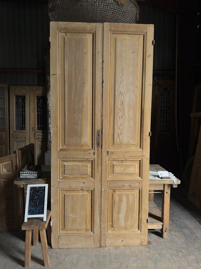 3 Panel Antique Solid French Doors - 45.25x101 J377