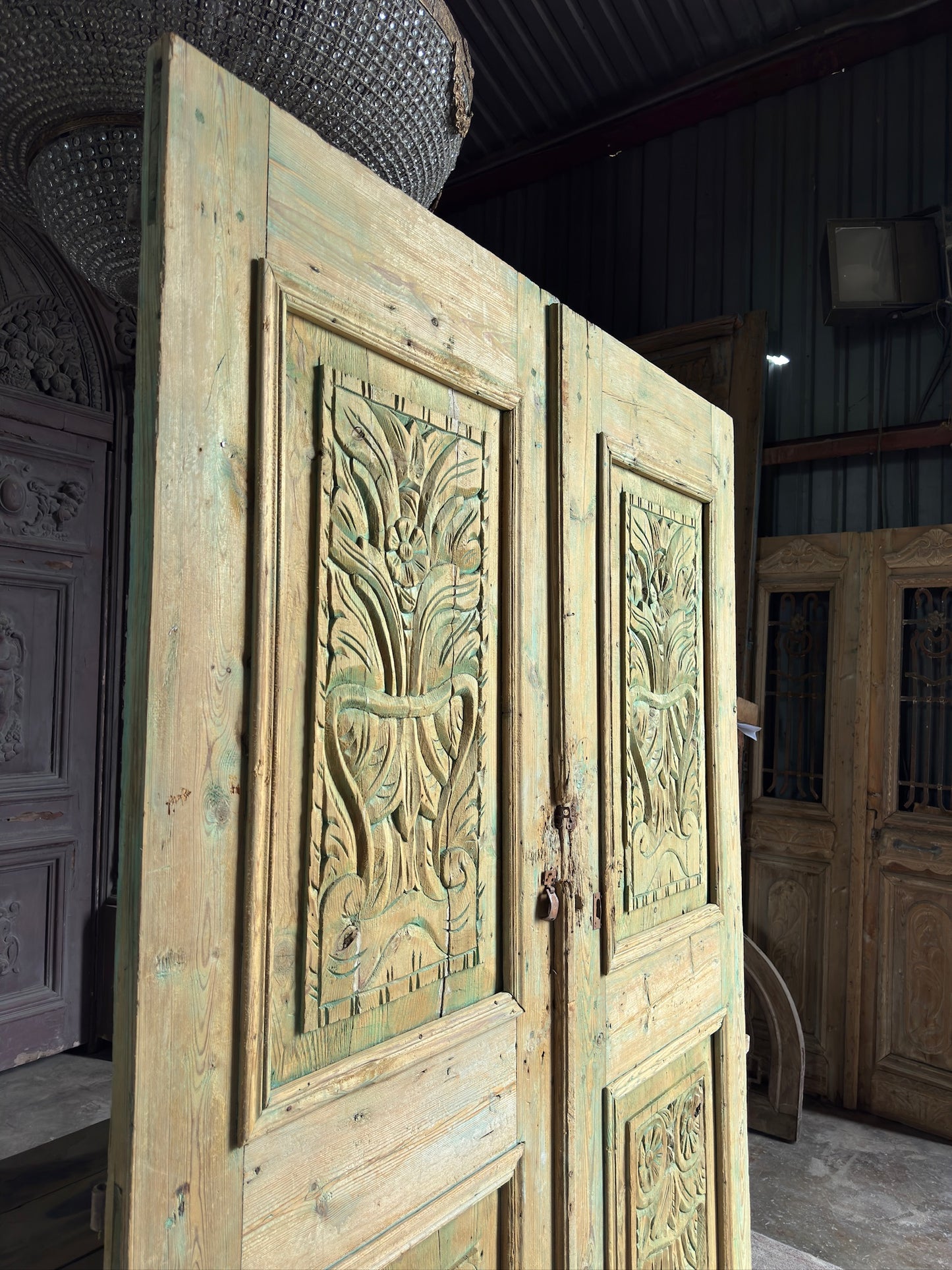 Antique Hand Carved Solid Wood Doors - 66.5x94.5 K199