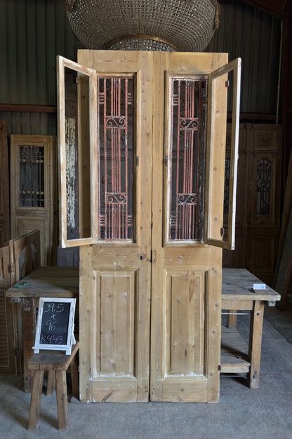 Mediterranean Antique Iron French Doors - 39.5x96 K443