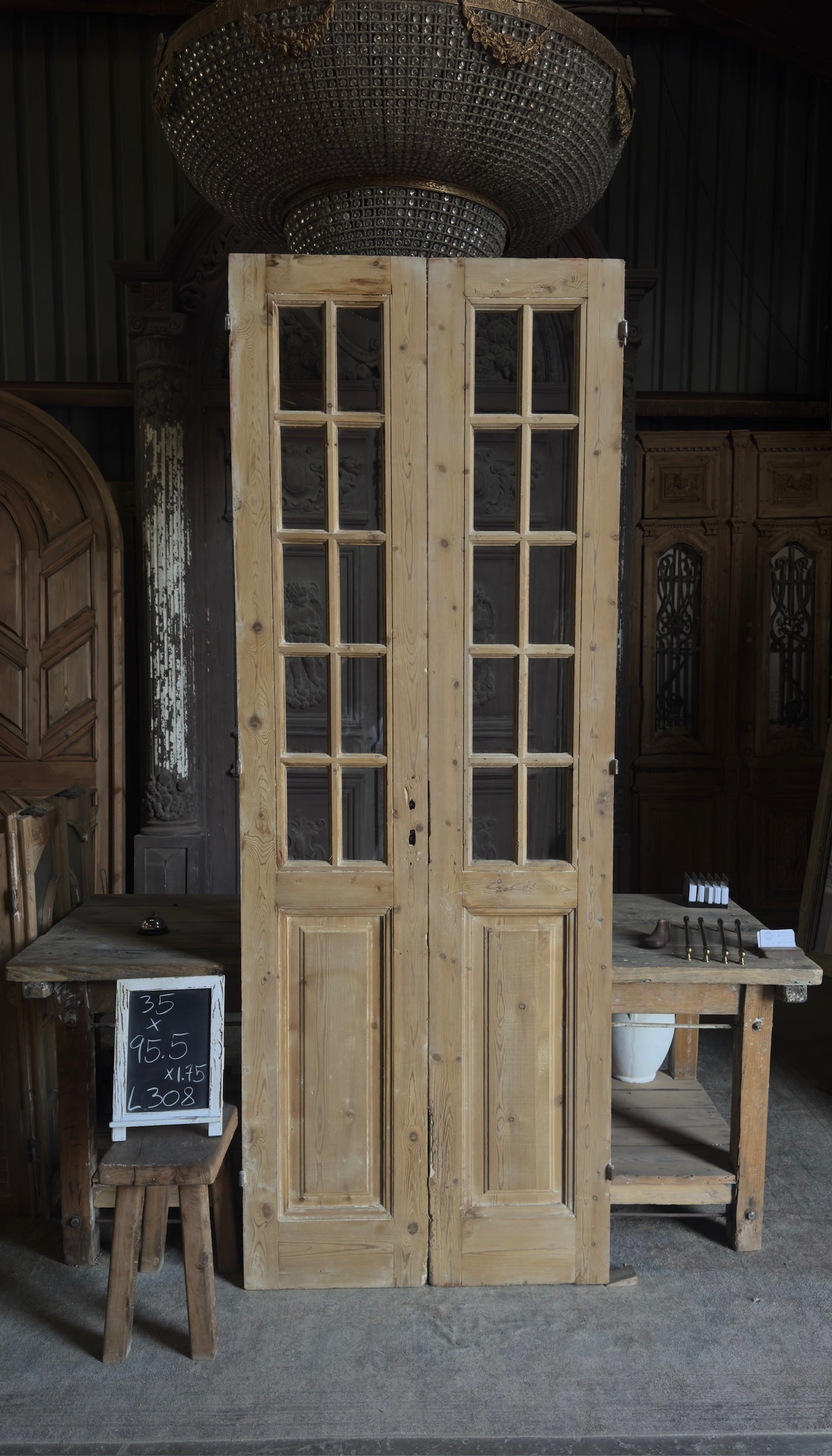 10 Lite Glass Antique French Doors - 35x95.5 - L308