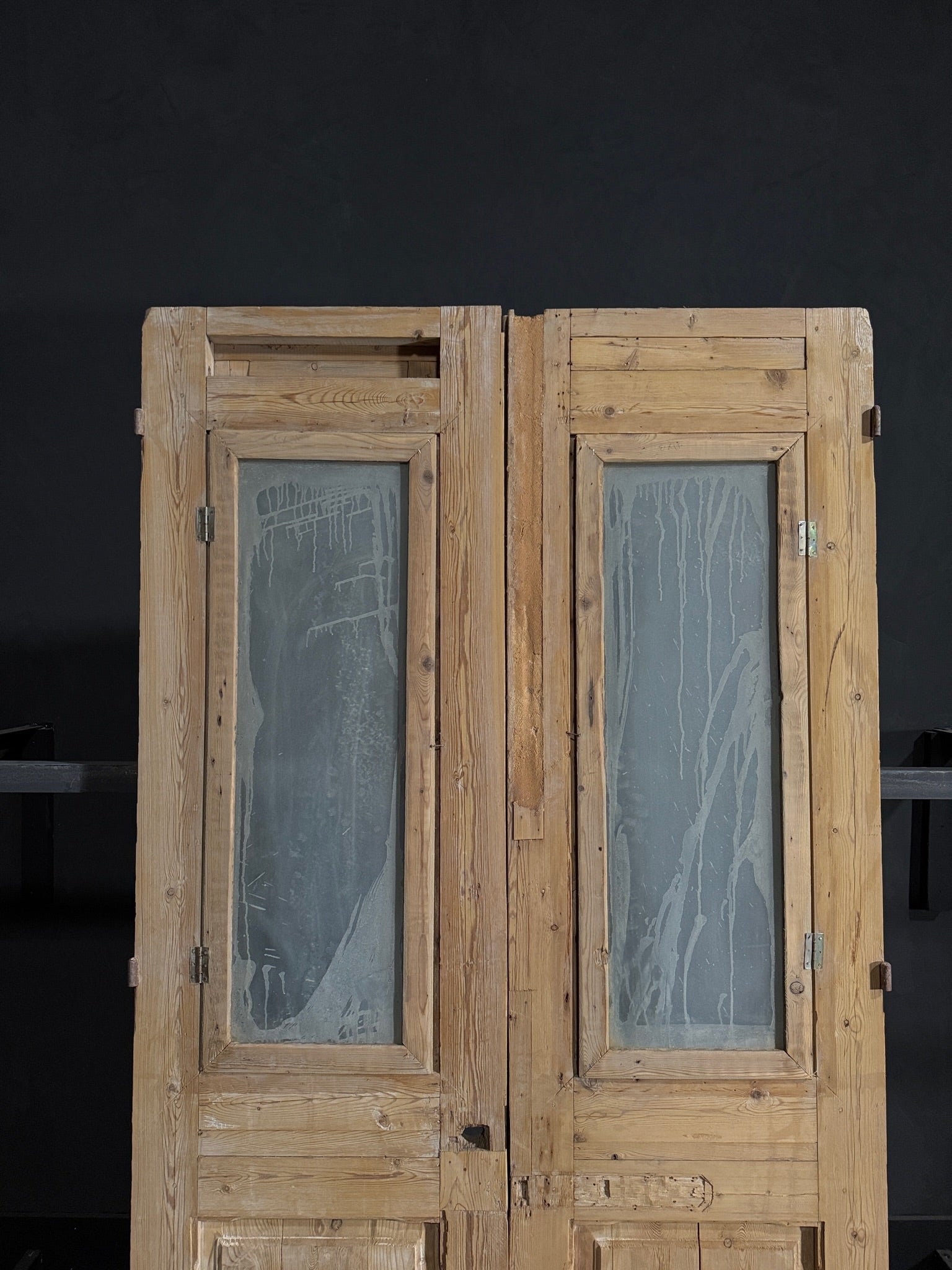 Antique Obscured Glass 1 Lite French Doors - 50.25x92 - N62